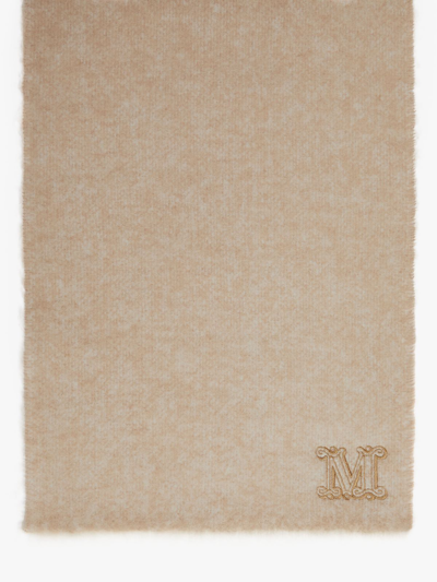 Shop Max Mara Stole In An Alpaca Blend With Embroidery In Beige