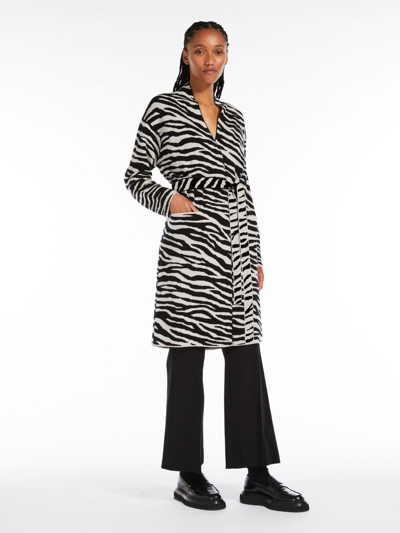 Shop Max Mara Animal-print Wool And Cashmere Cardigan In White
