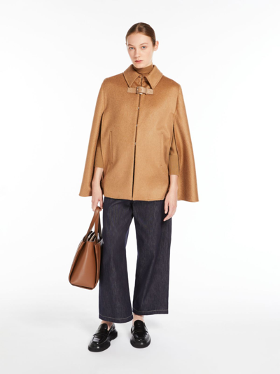 Shop Max Mara Wool And Cashmere Cape In Camel