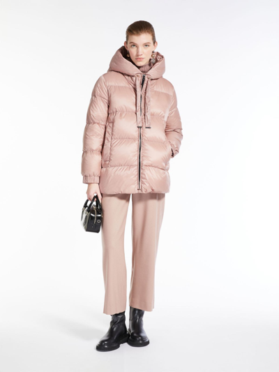 Shop Max Mara Quilted Down Jacket In Water-repellent Canvas In Pink