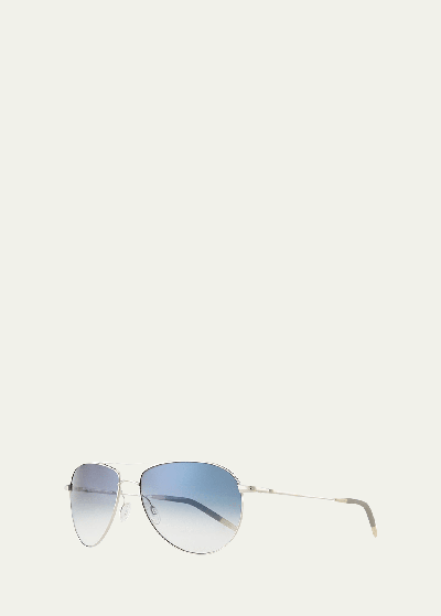 Shop Oliver Peoples Benedict Basic Aviators, Silver/chrome In Silver/chrome Sap