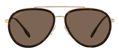 Shop Burberry Oliver Be 3125 101773 Aviator Sunglasses In Brown