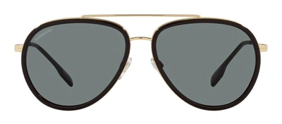 Shop Burberry Oliver Be 3125 101781 Aviator Polarized Sunglasses In Grey