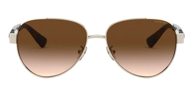 Shop Coach 0hc7111 900513 Aviator Sunglasses In Brown