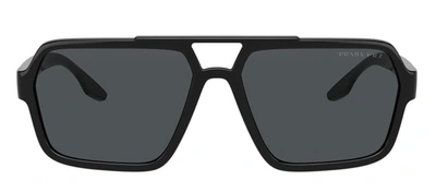 Shop Prada Ps 01xs 1ab02g Navigator Polarized Sunglasses In Grey