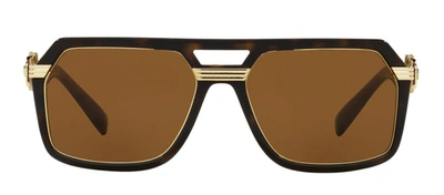 Shop Versace 0ve4399 108/73 Navigator Sunglasses In Brown