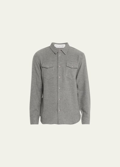 Shop God's True Cashmere Men's Grey Solid Cashmere Shirt