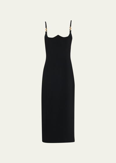 Shop Versace Medusa 95 Crepe Midi Dress In Black