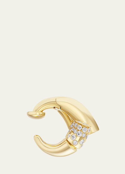 Shop Tabayer 18k Yellow Gold Fairmined Oera Earrcuffs With Diamonds