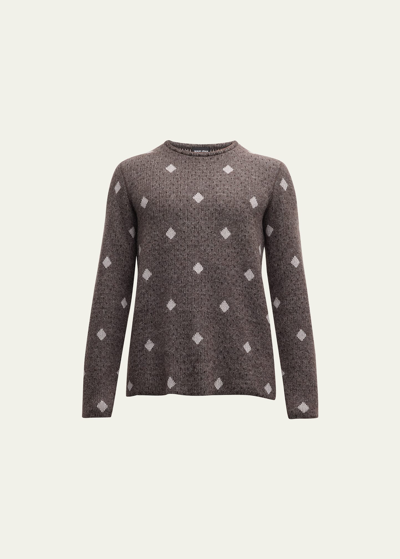 Shop Giorgio Armani Men's Diamond Jacquard Cashmere-blend Sweater In Solid Medium Grey