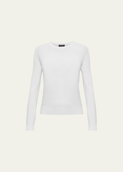 Shop Theory Regal Wool Crewneck Pullover In New Ivory