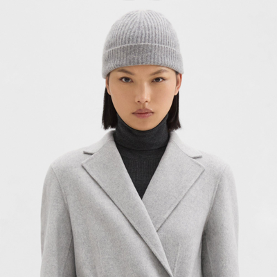 Shop Theory Beanie In Ribbed Cashmere In Husky
