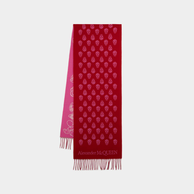 Shop Alexander Mcqueen Ribbon Reverse Scarf -  - Wool - Red