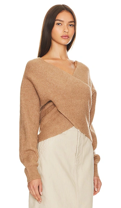 Shop Brochu Walker Hughes Wrap Front Sweater In Camel