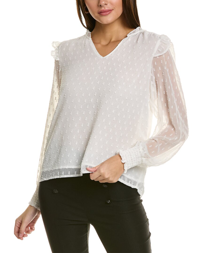 Shop Laundry By Shelli Segal Ruffle Sleeve Top In White
