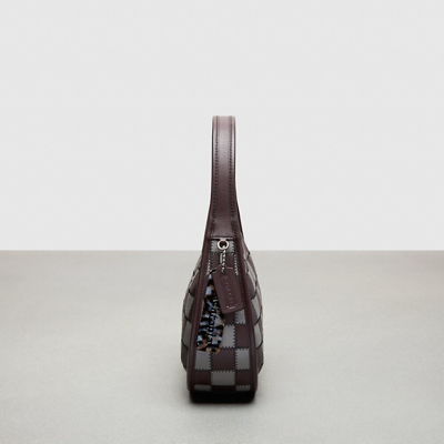Shop Coach Ergo Bag In Checkerboard Patchwork Upcrafted Leather With Zig Zag Stitch In Oxblood/heather Grey