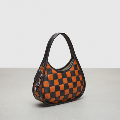 Coach Ergo Bag In Checkerboard Patchwork Upcrafted Leather With Zig Zag Stitch In Burnished Amber/black