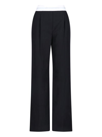 Alexander Wang Wide Leg Sweatpants With Elastic Exposed Brief In Black