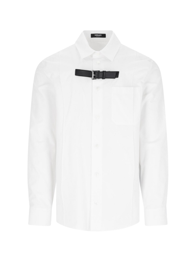 Shop Versace Buckle Detail Shirt In White