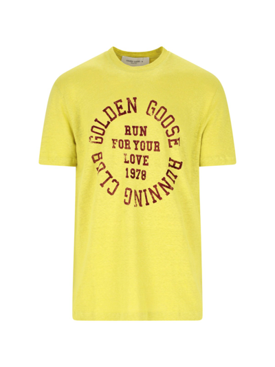 Shop Golden Goose Linen T-shirt In Yellow