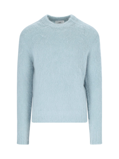 Shop Ami Alexandre Mattiussi Crewneck Sweater In Light Blue
