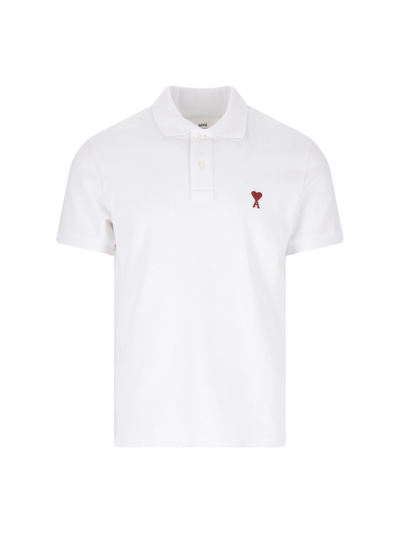 Shop Ami Alexandre Mattiussi Logo Polo Shirt In White