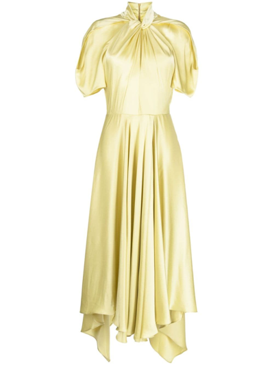 Shop Stella Mccartney Satin Midi Dress In Yellow