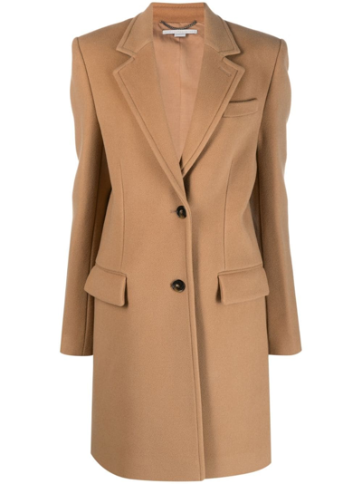 Shop Stella Mccartney Single-breasted Wool Coat In Brown