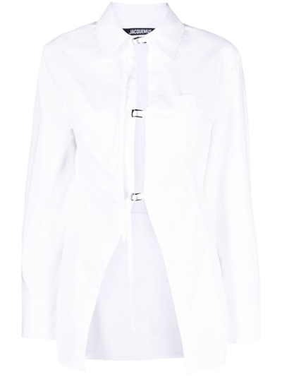 Shop Jacquemus Lavior Stretch Cotton Poplin Shirt In White