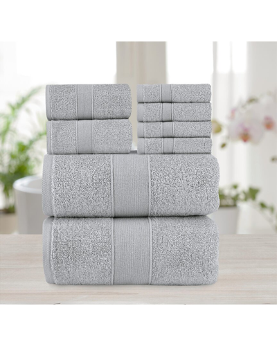 Shop Chic Home Premium 8pc Pure Turkish Cotton Towel Set In Grey