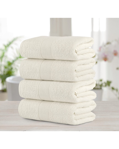 Shop Chic Home Luxurious 4pc Pure Turkish Cotton Bath Towel Set In Beige