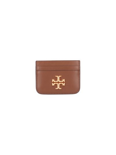 Tory Burch Logo Plaque Card Holder In Brown