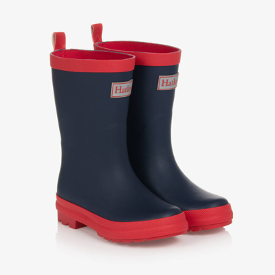 Shop Hatley Navy Blue & Red Rain Boots
