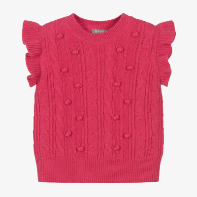 Shop Il Gufo Girls Pink Knitted Wool Bobble Slip-over