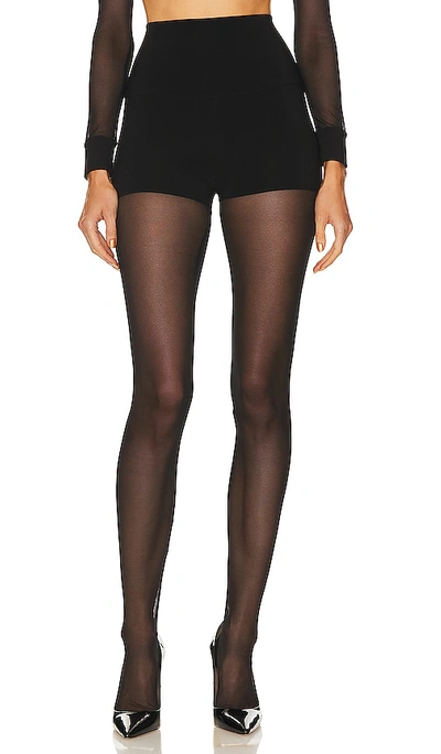 Shop Norma Kamali X Revolve Legging With Mesh Bottom Footsie In Black,black Mesh