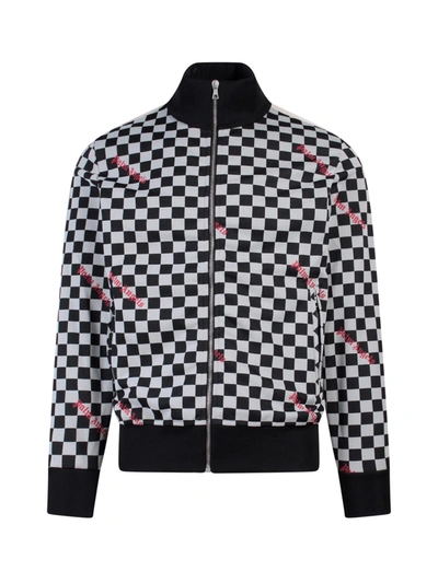 Palm Angels Men's Jacquard Damier Classic Track Jacket in Black/Red | US Size 36 - S | SS23 | Polyester