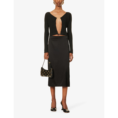 Shop Jacquemus Women's Black La Maille Pralu Longue V-neck Knitted Top