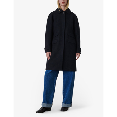 Shop Soeur Women's Blue Simba Drop-shoulder Wool Coat