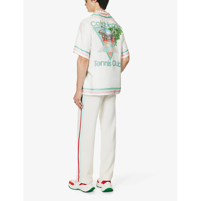 Shop Casablanca Mens Tennis Club Icon Tennis Club Graphic-print Relaxed-fit Silk Shirt