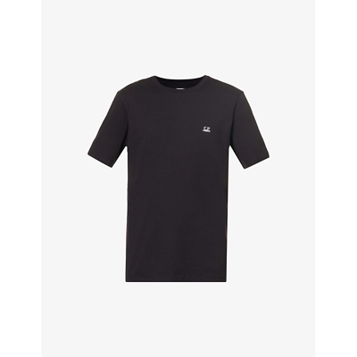 Shop C.p. Company Cp Company Men's Black Logo-print Crewneck Cotton-jersey T-shirt
