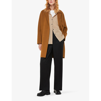Shop Whistles Women's Tan Julia Double-faced Wool-blend Coat In Brown