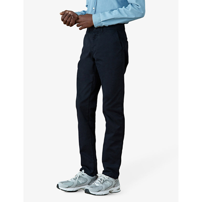 Shop Balibaris Men's Navy Paul Slim-leg Mid Rise Cotton Chino Trousers