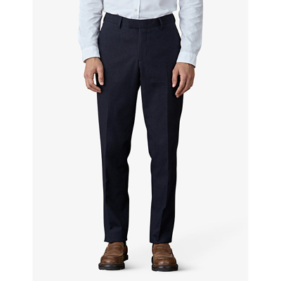 Shop Balibaris Men's Navy Samuel Pleated Straight-leg Mid-rise Cotton-blend Trousers