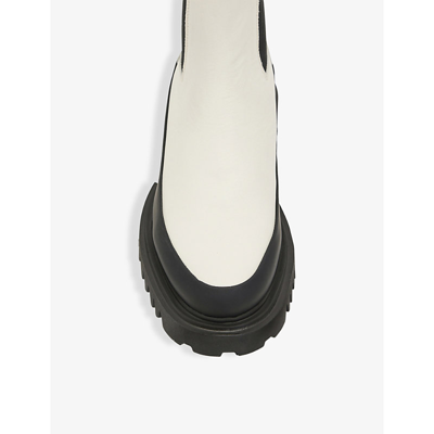 Shop Allsaints Women's Cream White Harlee Leather Chelsea Boots