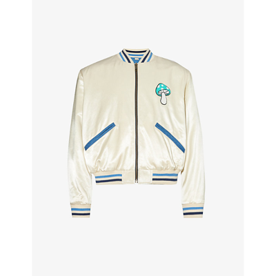 Shop Gucci Men's White Milk Mix Reversible Graphic-patch Woven Jacket