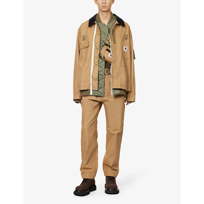 Sacai X Carhartt Wip Men's Canvas Ma-1 Detroit Jacket In Beige