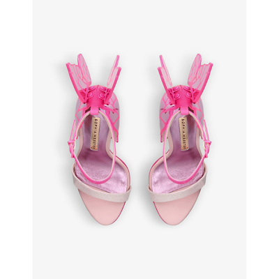 Shop Sophia Webster Women's Pink Comb Chiara Wing-embellished Leather Heeled Sandals