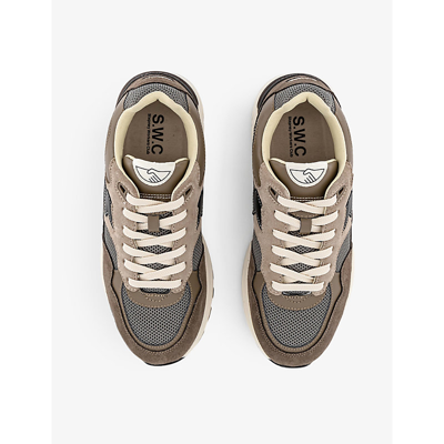 Shop Stepney Workers Club Men's Grey Amiel S-strike Mesh, Suede And Leather Low-top Trainers