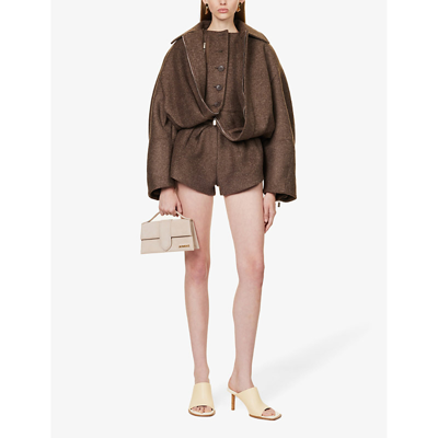Shop Jacquemus Women's Dark Brown Le Manteau Feltro Relaxed-fit Woven Jacket