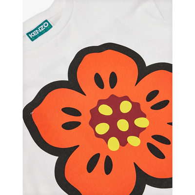 Shop Kenzo Girls Ivory Kids Logo-print Short-sleeve Cotton-jersey T-shirt 6-14 Years